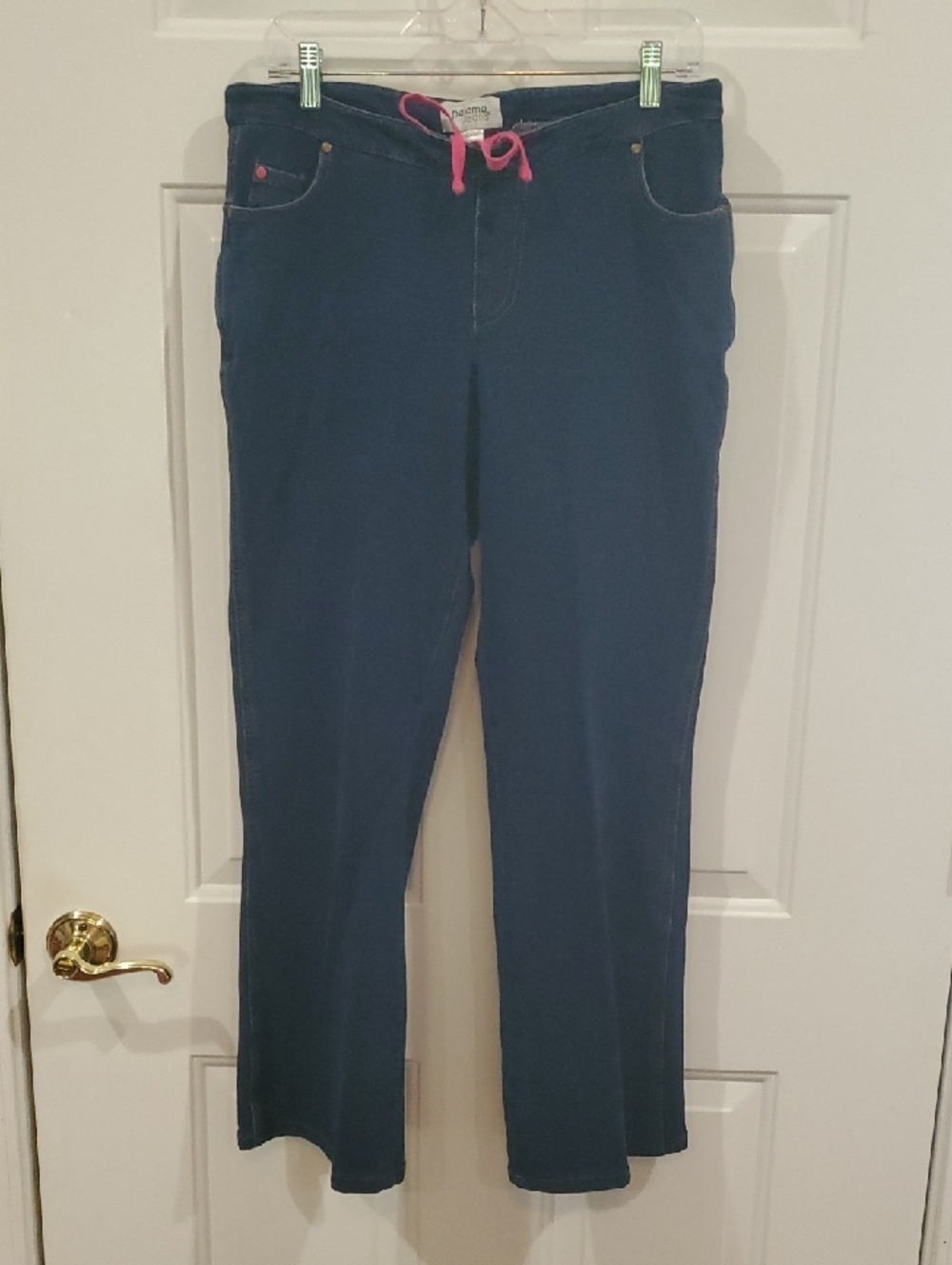 Pajama Jeans Navy  Pink Drawstring Medium